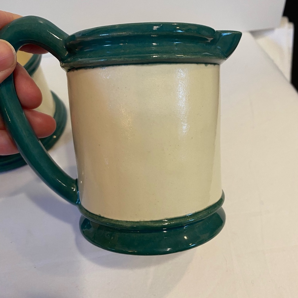 Vintage Hersey 1981 3pc Green White Glazed Ceramic Handcrafted Creamer Sugar Set - Picture 7 of 16